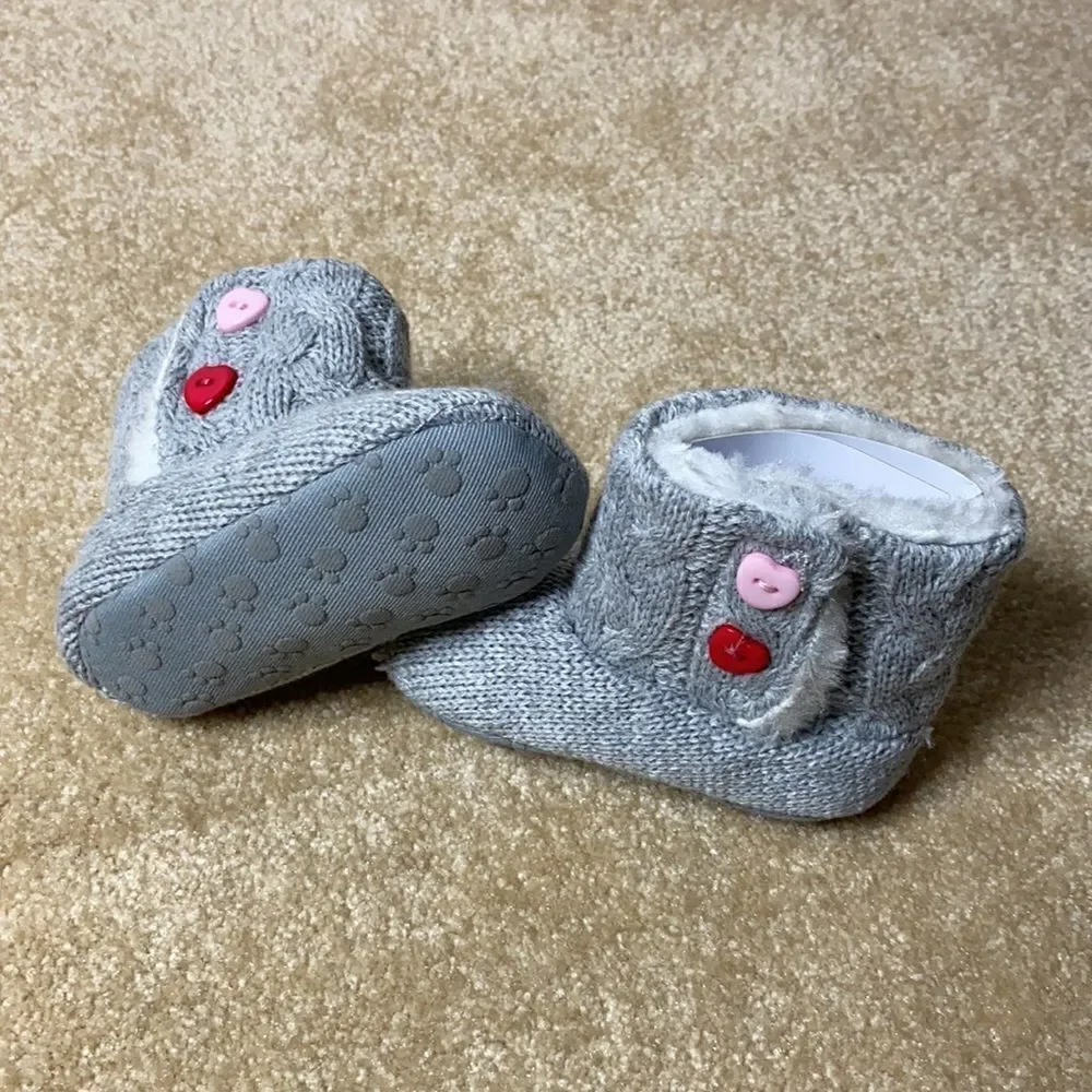 Girl Gray faux-fur Lined Booties 6-12month